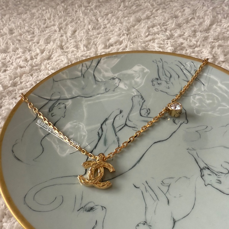 香奈兒 Chanel 26P 大鑽菱格紋項鏈 復古金-2