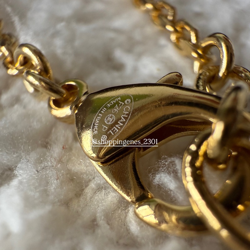 香奈兒 Chanel 26P 大鑽菱格紋項鏈 復古金-5