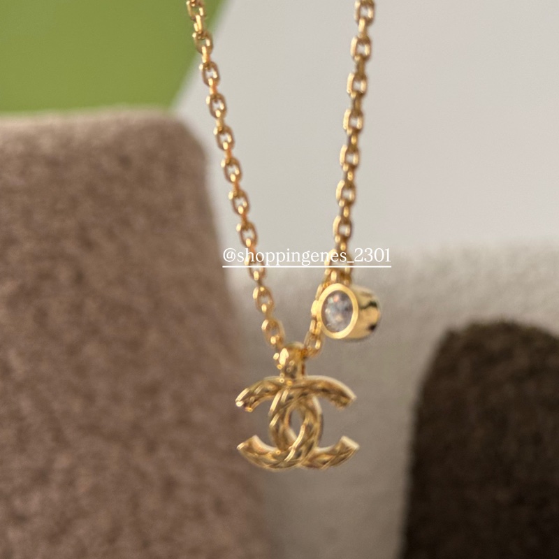 香奈兒 Chanel 26P 大鑽菱格紋項鏈 復古金-6