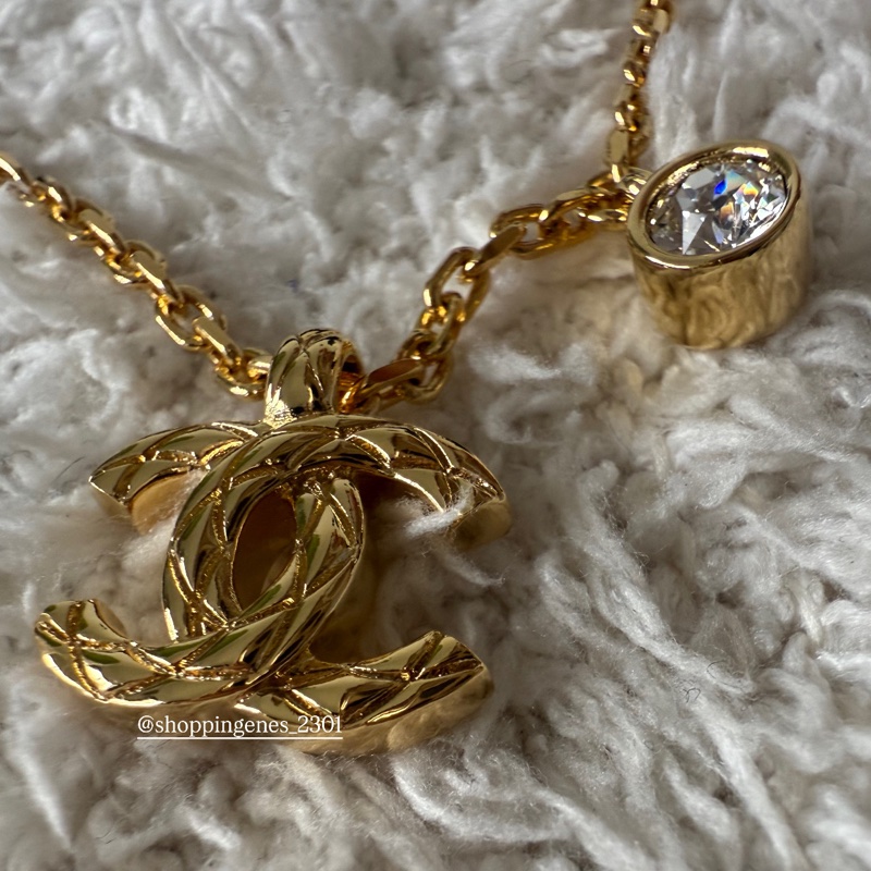 香奈兒 Chanel 26P 大鑽菱格紋項鏈 復古金-7