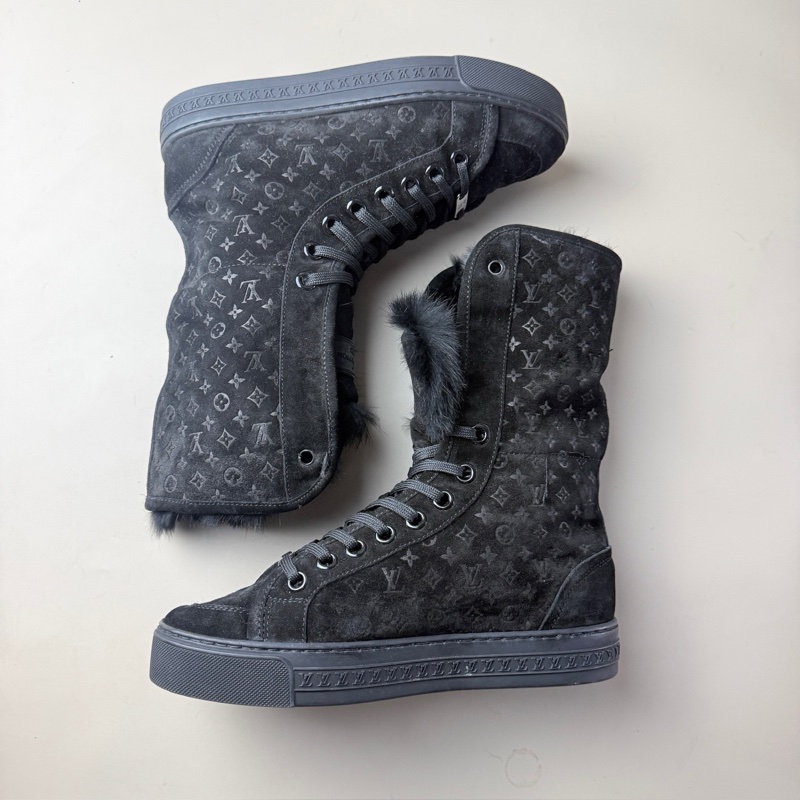 LV/路易威登 純黑暗紋滿印休閒鞋 36碼 無附件-4