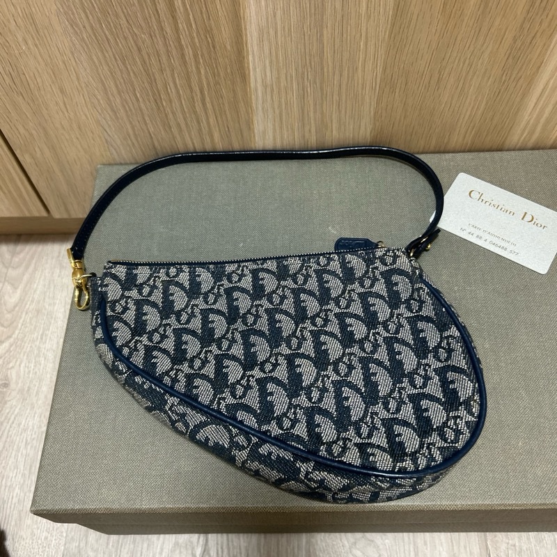 Dior vintage 馬鞍包 保卡 藍-2