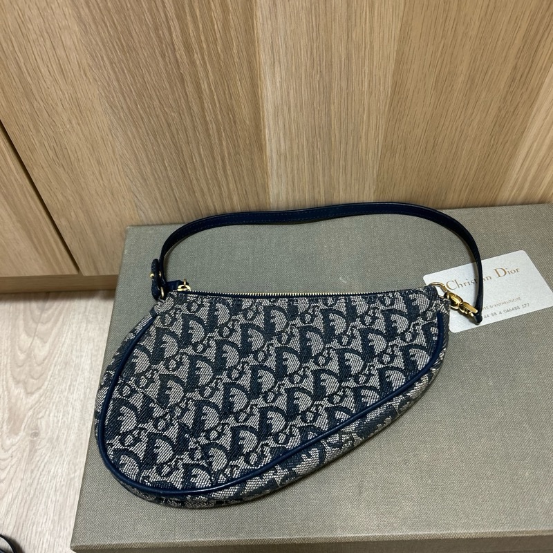 Dior vintage 馬鞍包 保卡 藍-5
