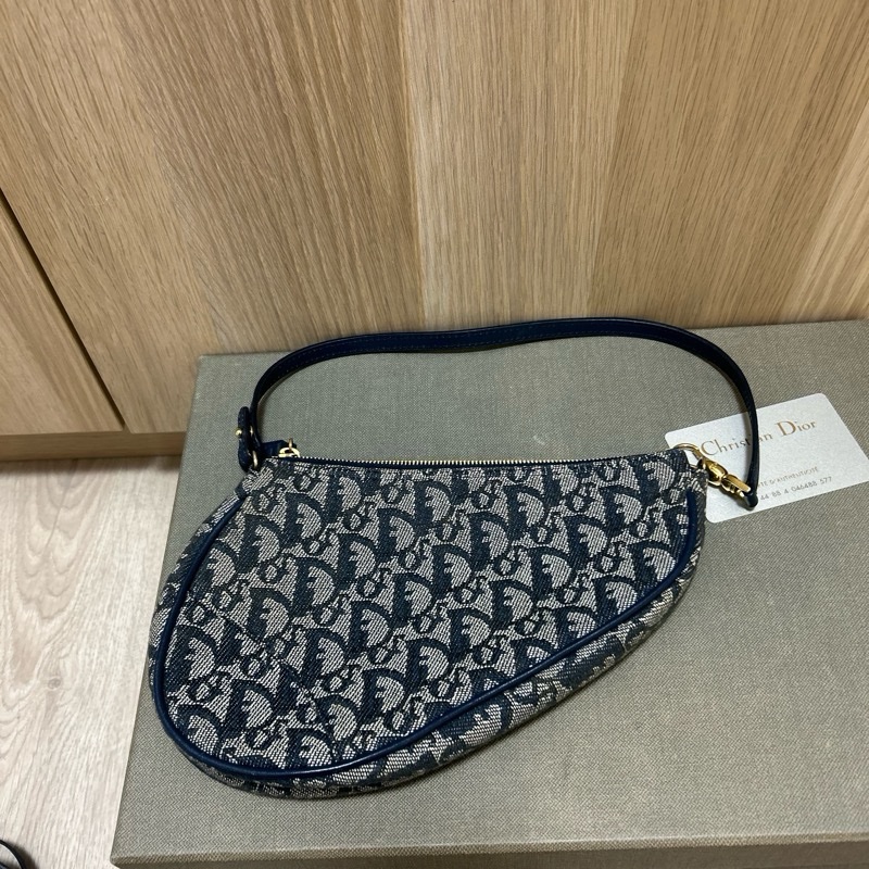 Dior vintage 馬鞍包 保卡 藍-10