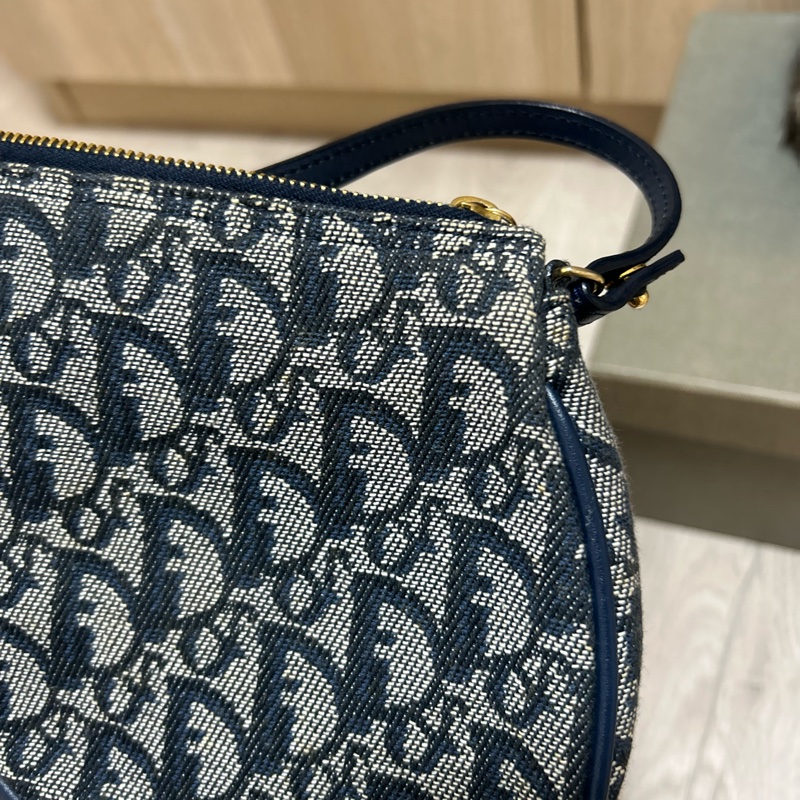 Dior vintage 馬鞍包 保卡 藍-18