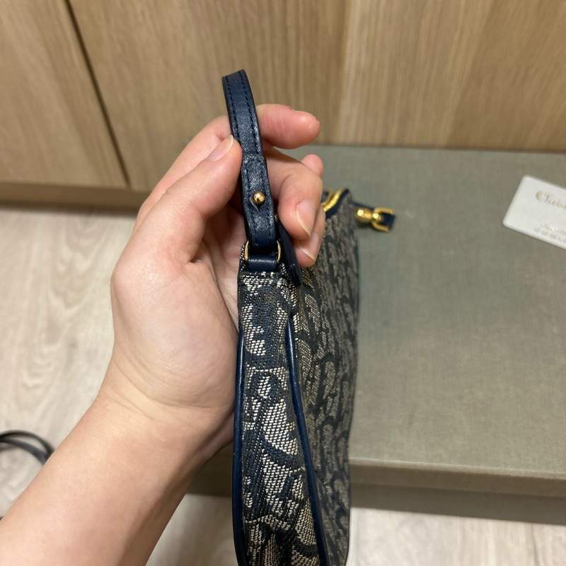 Dior vintage 馬鞍包 保卡 藍-19