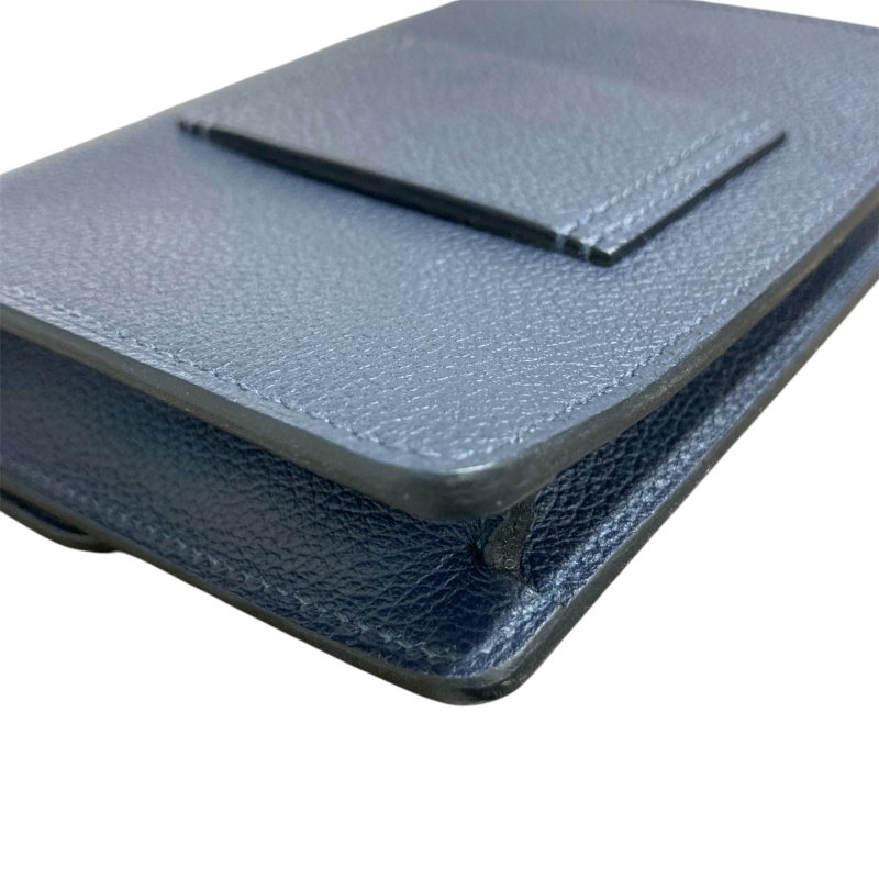 HERMÈS 愛馬仕 U刻 ROULIS SLIM 豬鼻子短夾 牛皮 深藍色 銀釦-8