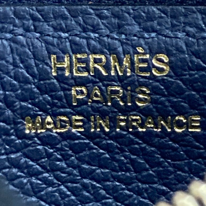 HERMÈS 愛馬仕 U刻 ROULIS SLIM 豬鼻子短夾 牛皮 深藍色 銀釦-13