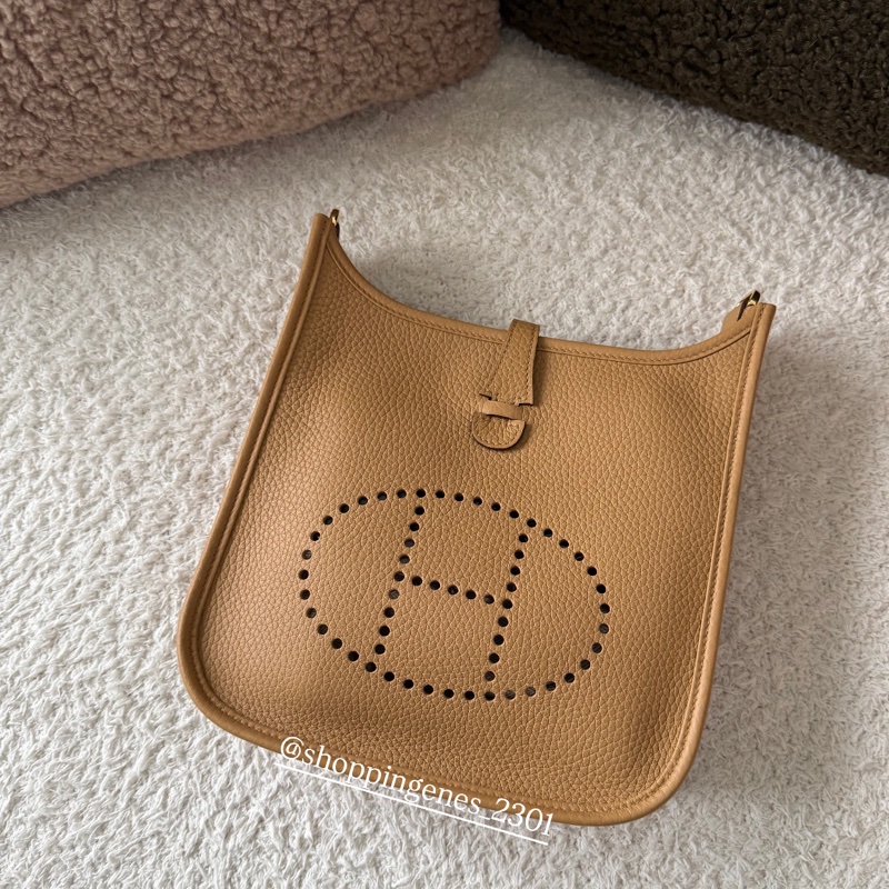 愛馬仕 Hermes Evelyne 23 餅乾色 金釦-0