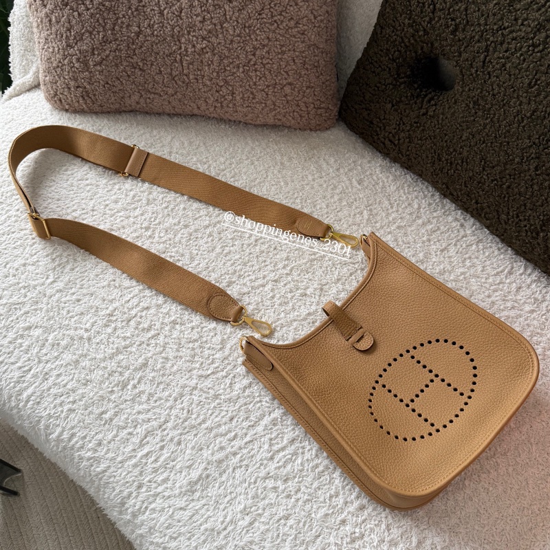 愛馬仕 Hermes Evelyne 23 餅乾色 金釦-9