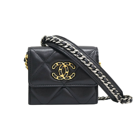 黑色羊皮 19 Mini 鍊帶 肩背包 AP2409【CHANEL 香奈兒】 AP2409