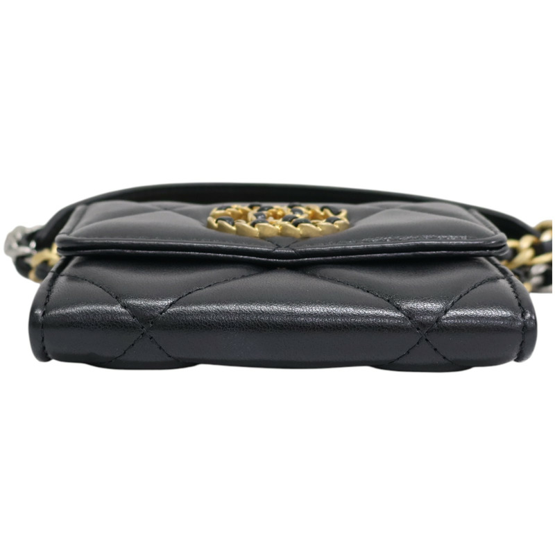 黑色羊皮 19 Mini 鍊帶 肩背包 AP2409【CHANEL 香奈兒】 AP2409-3