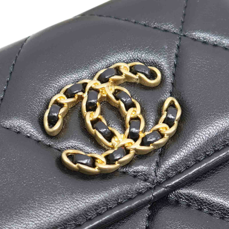 黑色羊皮 19 Mini 鍊帶 肩背包 AP2409【CHANEL 香奈兒】 AP2409-14