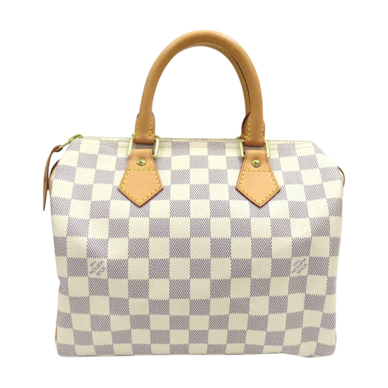 白色 PVC塗層帆布 棋盤格 Speedy 25 手提包 無鑰匙【LOUIS VUITTON LV 路易威登】 N41371-1