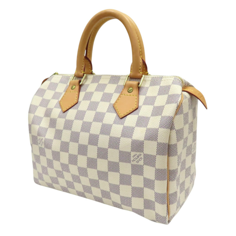 白色 PVC塗層帆布 棋盤格 Speedy 25 手提包 無鑰匙【LOUIS VUITTON LV 路易威登】 N41371-2