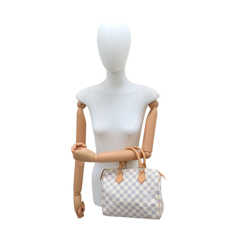 白色 PVC塗層帆布 棋盤格 Speedy 25 手提包 無鑰匙【LOUIS VUITTON LV 路易威登】 N41371-8