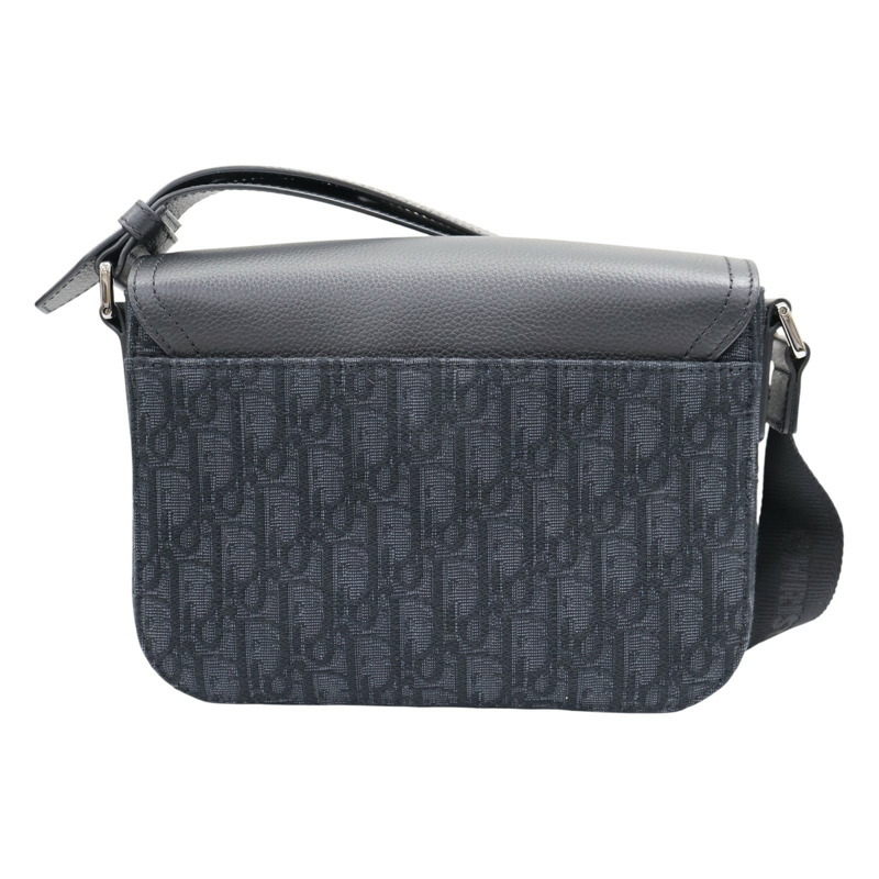 黑色 緹花帆布 牛皮 Saddle 小型翻蓋郵差包 肩背包【Dior 迪奧 】 1ADPO049YKS-1