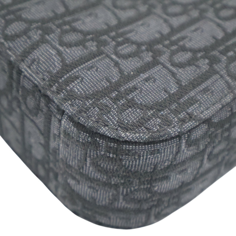 黑色 緹花帆布 牛皮 Saddle 小型翻蓋郵差包 肩背包【Dior 迪奧 】 1ADPO049YKS-12