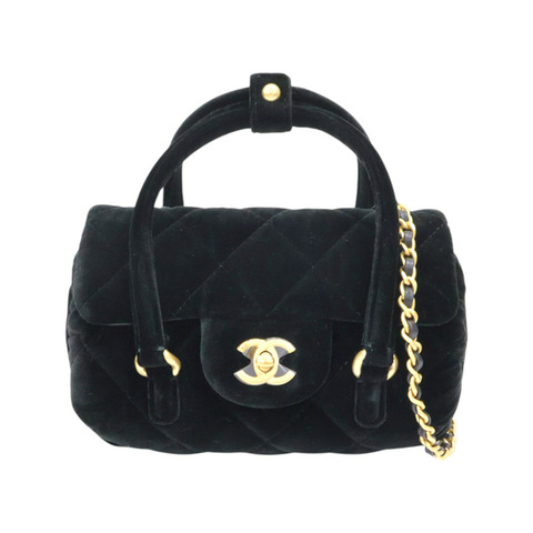 黑色 絲絨布 mini velour 肩背包 VIP禮【CHANEL 香奈兒】