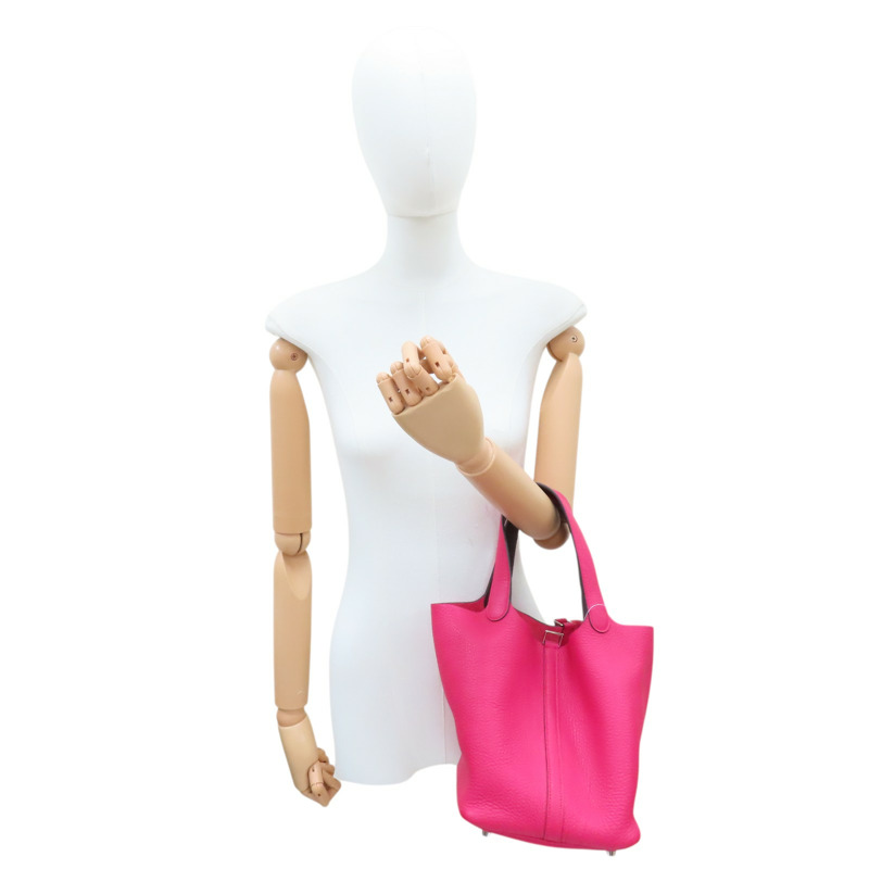 桃紅色 TC牛皮 Picotin Lock 22 手提包 Z刻 (有鎖頭沒鑰匙)【HERMES 愛馬仕】 H060991CK-7