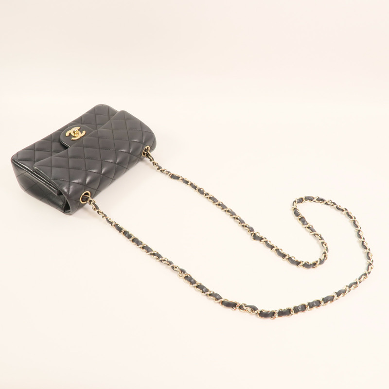 CHANEL 羊皮皮革Chain Shoulder金扣鏈帶肩背袋-7