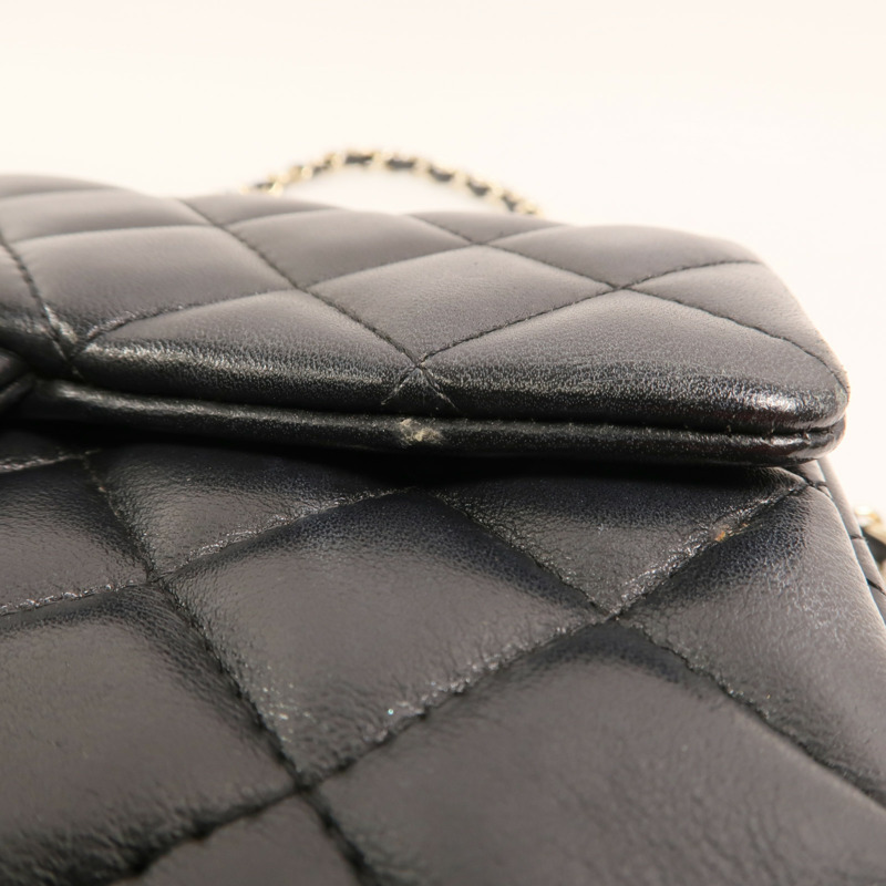 CHANEL 羊皮皮革Chain Shoulder金扣鏈帶肩背袋-14