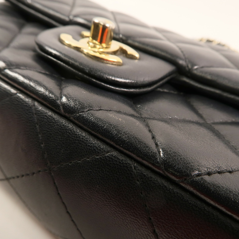 CHANEL 羊皮皮革Chain Shoulder金扣鏈帶肩背袋-15