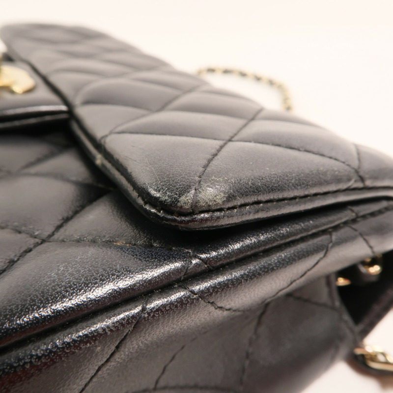 CHANEL 羊皮皮革Chain Shoulder金扣鏈帶肩背袋-16