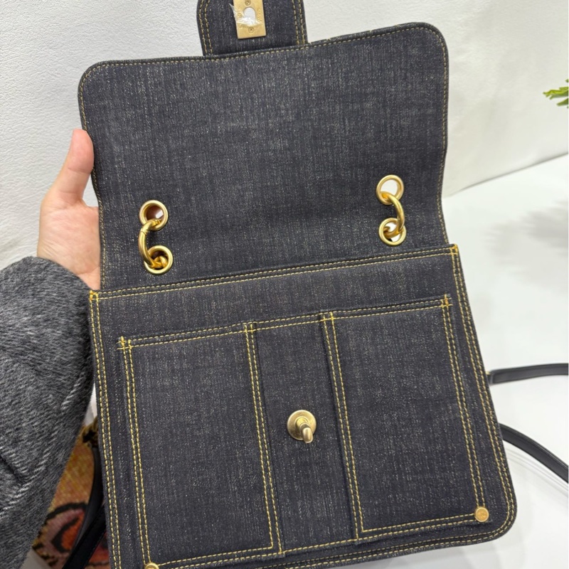 Chanel 23S 手柄雙肩包 黑色牛仔芯片開金扣-8