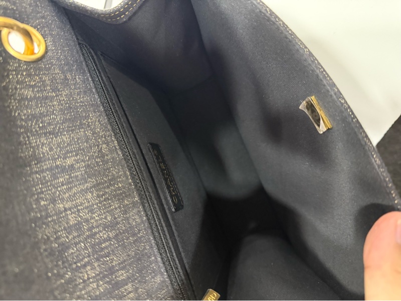 Chanel 23S 手柄雙肩包 黑色牛仔芯片開金扣-9