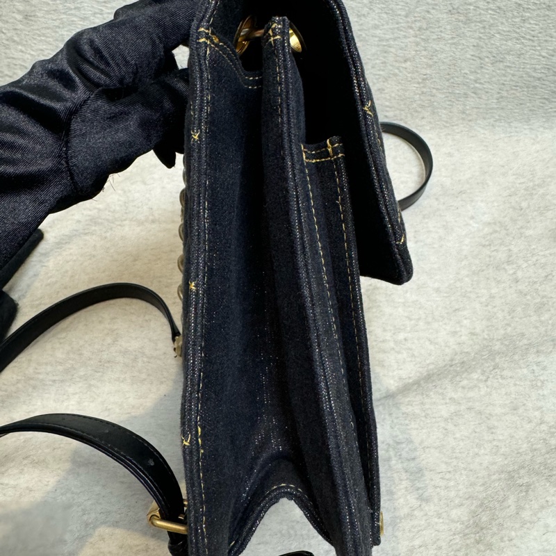 Chanel 23S 手柄雙肩包 黑色牛仔芯片開金扣-2