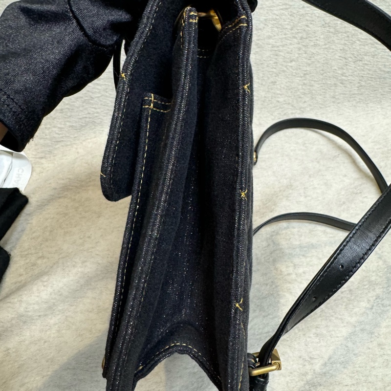 Chanel 23S 手柄雙肩包 黑色牛仔芯片開金扣-3