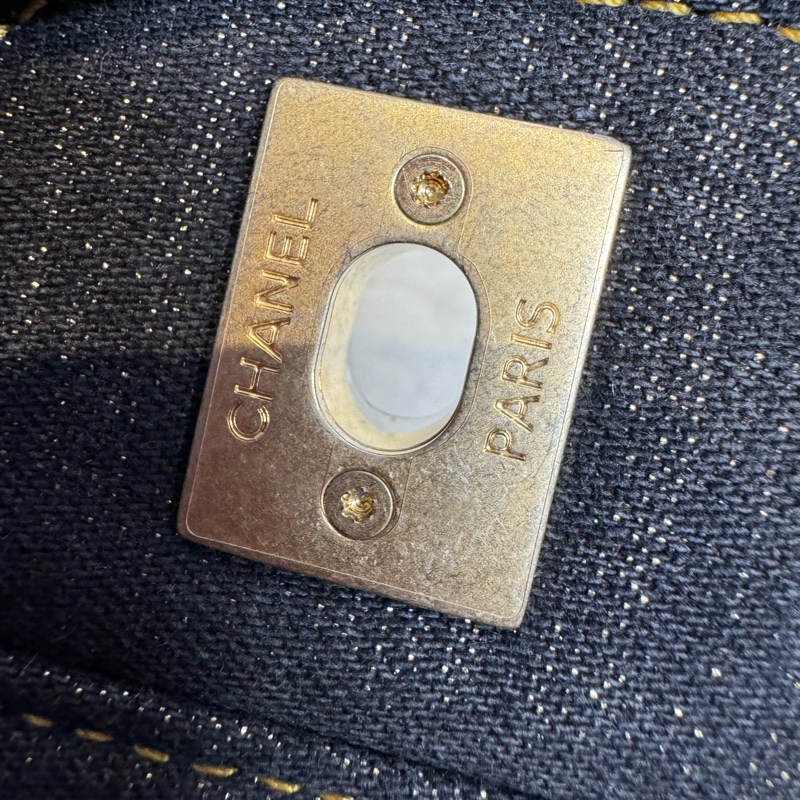 Chanel 23S 手柄雙肩包 黑色牛仔芯片開金扣-12