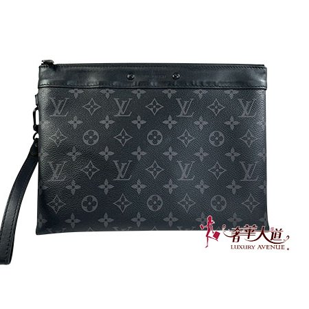 ＊奢華大道國際精品＊【L3318】LV黑原花 POCHETTE TO-GO手拿扁包 M81569-0
