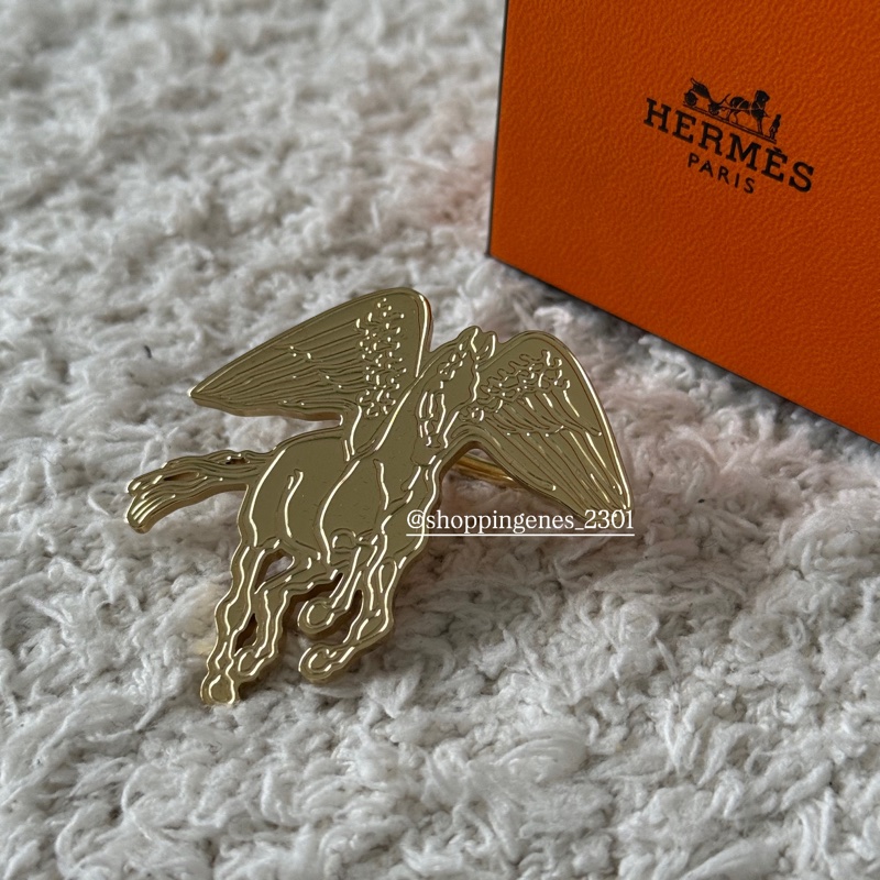 愛馬仕 Hermes 金色飛馬絲巾釦 70絲巾 90絲巾-0