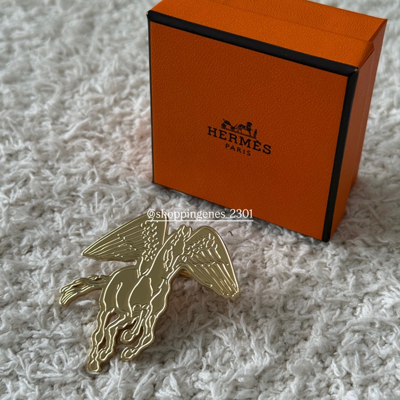 愛馬仕 Hermes 金色飛馬絲巾釦 70絲巾 90絲巾-4