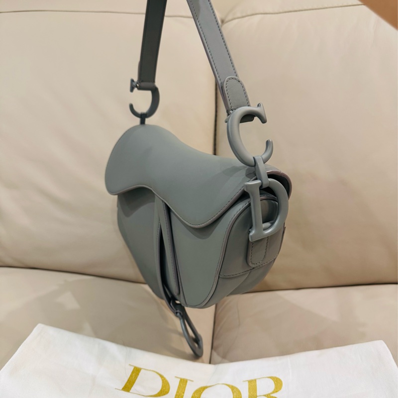 Dior 迪奧Saddle 馬鞍包肩背包/中號/霧霾灰/99閒置新品-3