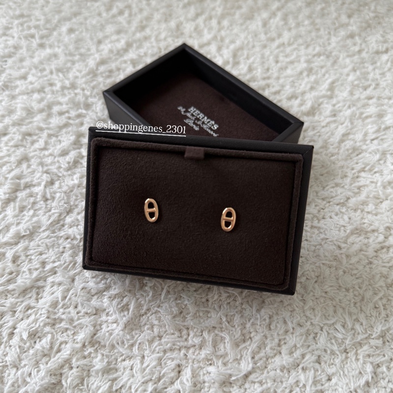 愛馬仕 Hermes 經典款 豬鼻耳環 玫瑰金 18K-1