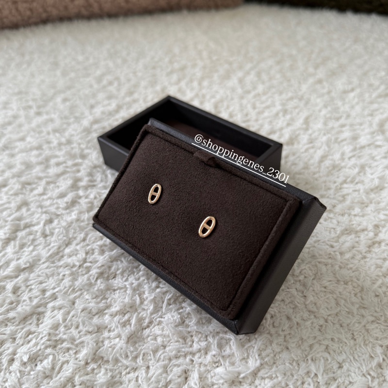 愛馬仕 Hermes 經典款 豬鼻耳環 玫瑰金 18K-2