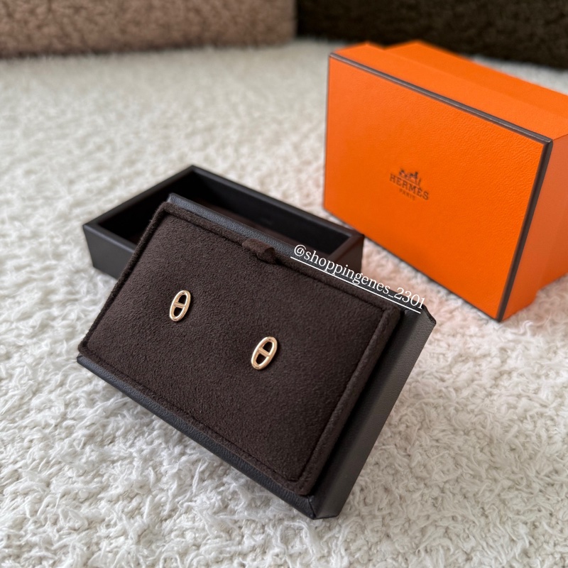 愛馬仕 Hermes 經典款 豬鼻耳環 玫瑰金 18K-3