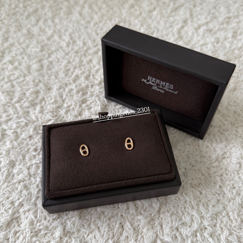 愛馬仕 Hermes 經典款 豬鼻耳環 玫瑰金 18K-4