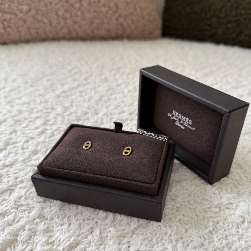 愛馬仕 Hermes 經典款 豬鼻耳環 玫瑰金 18K-5