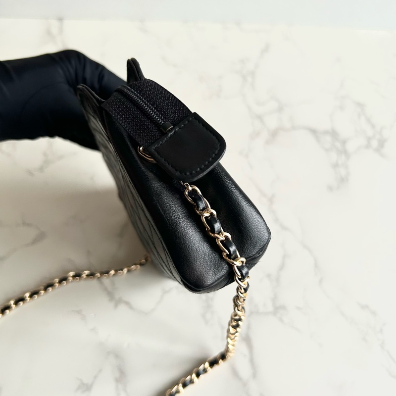 中古包 Chanel 黑色小羊皮革斜背包 單肩包 側背包 二手包 古董包-6