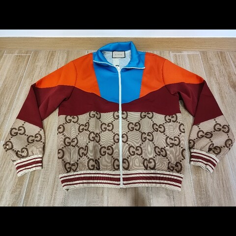 Gucci FW22 Colorblock Bomber Sports Jacket for Men Multicolor 693022
Jumbo GG LOGO 拼接運動飛行拉鍊夾克外套 全新