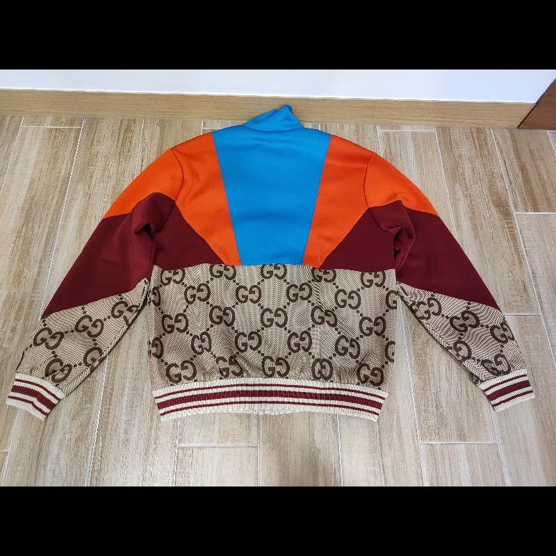 Gucci FW22 Colorblock Bomber Sports Jacket for Men Multicolor 693022
Jumbo GG LOGO 拼接運動飛行拉鍊夾克外套 全新-6