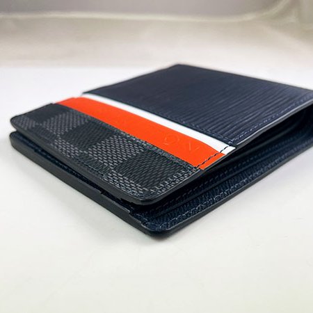 *奢華大道國際精品*【L3322】LV黑色EPI牛皮拚黑棋盤 Multiple 對開短夾 M69539-4