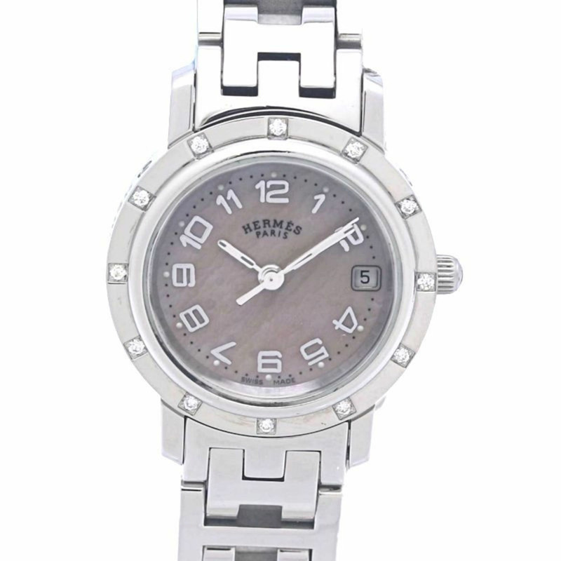 愛馬仕 Clipper Nacré 鑽石腕錶 CL4.230.214 3796(舊款錶扣)女士不鏽鋼腕錶 130487-1