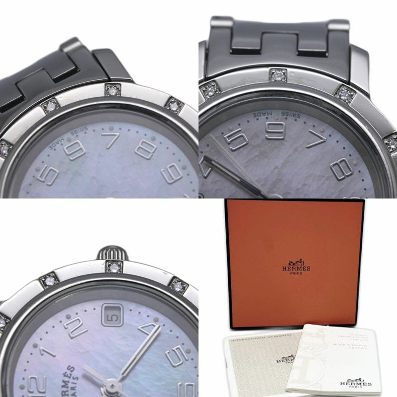 愛馬仕 Clipper Nacré 鑽石腕錶 CL4.230.214 3796(舊款錶扣)女士不鏽鋼腕錶 130487-9