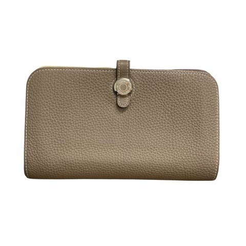 HERMÈS 愛馬仕 X刻 DOGON GM 長夾 大象灰 皮革 銀釦