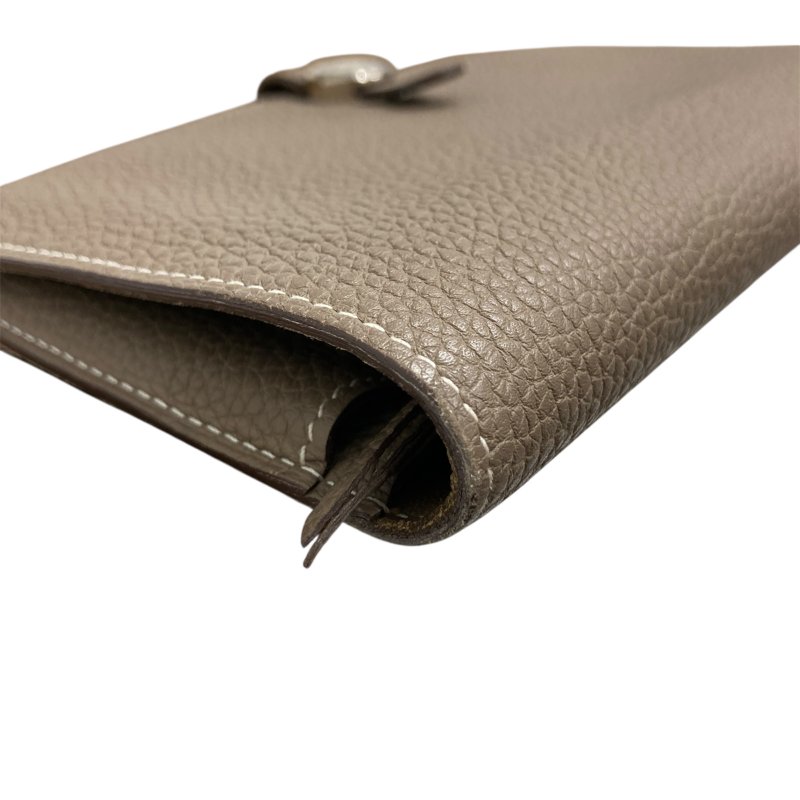 HERMÈS 愛馬仕 X刻 DOGON GM 長夾 大象灰 皮革 銀釦-6